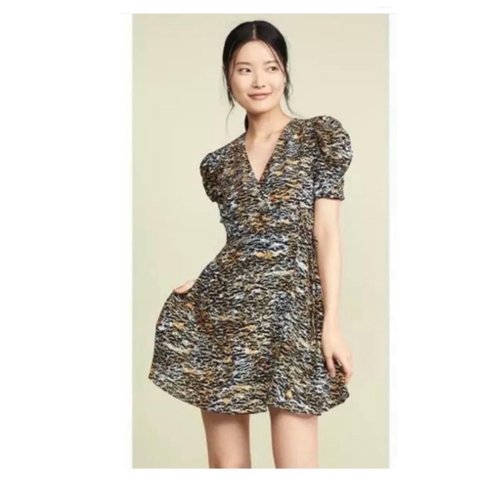 Saloni Lea Print Silk Wrap Dress.